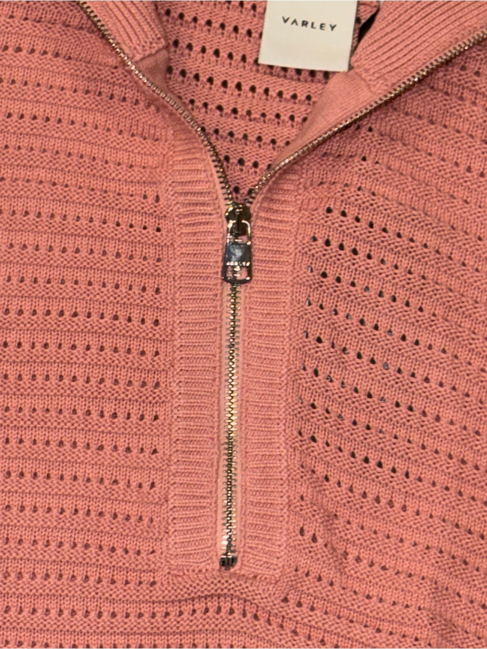 Varley Pink Half-Zip Textured Knit Pullover - Picture 4 of 11